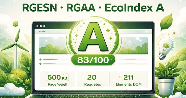 Écoconception web RGESN RGAA - grade EcoIndex A pour appels d'offres publics