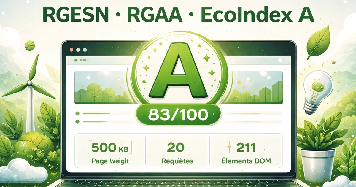 Écoconception web RGESN RGAA, grade EcoIndex A pour appels d'offres publics